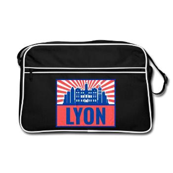 Lyon Skyline BlauRot Retro - Retro Tasche - Schwarz/Weiß - Vorne