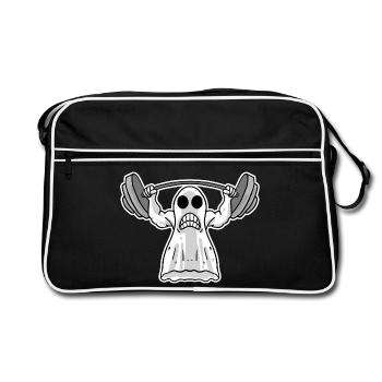 Lifting Weight - Ghost Motif - Retro Bag - black/white - Front