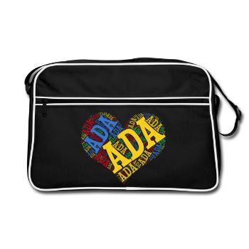 t-shirt Ada t-shirt heart word cloud gift idea - Retro Bag - black/white - Front