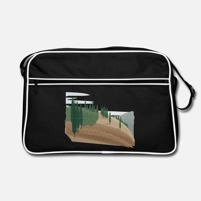 Pine forest hilly landscape with structure (modific.) Retro Bag