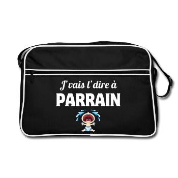 j'vais le dire, parrain, super parrain - Sac Retro - noir/blanc - Devant