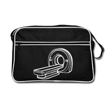 Radiology MRI Scanner One Line Art Manip Radio - Retro Bag - black/white - Front
