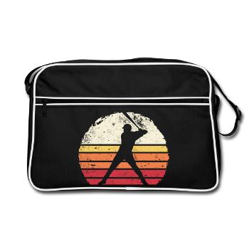 Baseball Sunset Silhouette - Retro Bag - black/white - Front