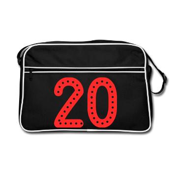 20. 20 ANS. 20e ANNIVERSAIRE. ANNIVERSAIRE 20 ANS. - Sac Retro - noir/blanc - Devant