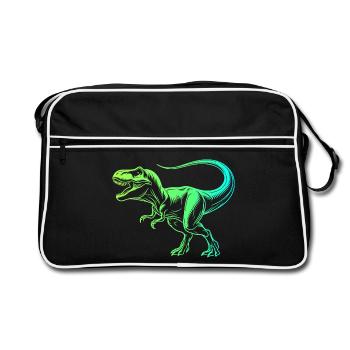dinosaure tyrannosaure rex, t-rex vert bleu - Sac Retro - noir/blanc - Devant