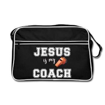 Motif de Jésus est mon carrosse avec un bateau à chaussures - Sac Retro - noir/blanc - Devant