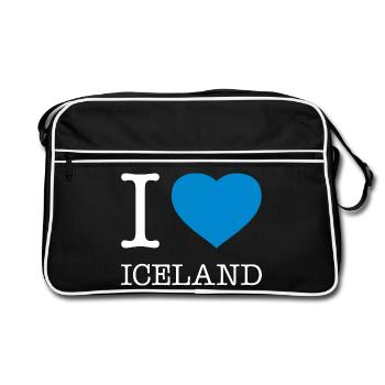I LOVE ICELAND - Retro Tasche - Schwarz/Weiß - Vorne