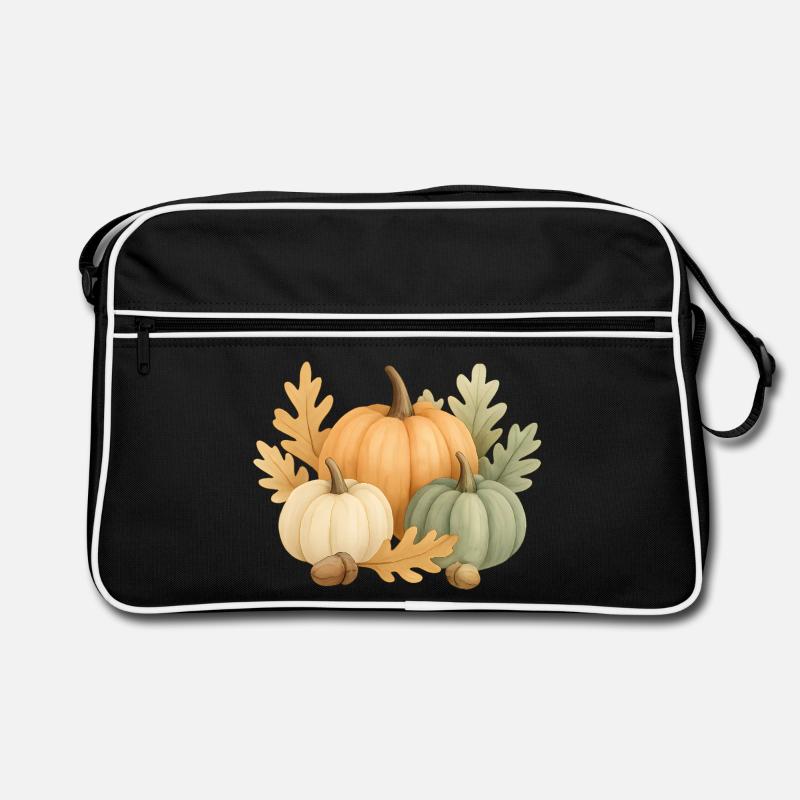  Kürbisse, Eichenlaub & Eicheln Retro Tasche