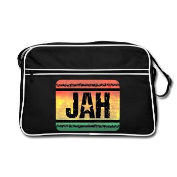 Jah Star in Reggae Vintage Style - Retro Bag - black/white - Front