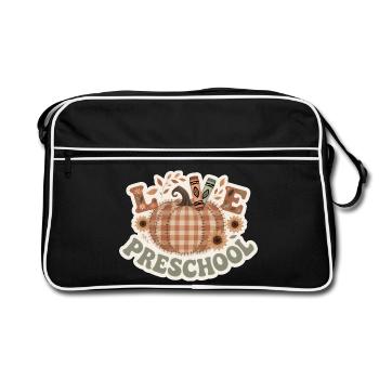 Love Preschool Thanksgiving Colorful Fall Leaves - Retro Bag - black/white - Front