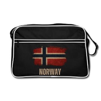 Norwegen Flagge, Norwegen Vintage Flagge - Retro Tasche - Schwarz/Weiß - Vorne