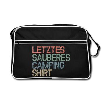 Dernière chemise propre de camping - Expressions amusantes - Sac Retro - noir/blanc - Devant