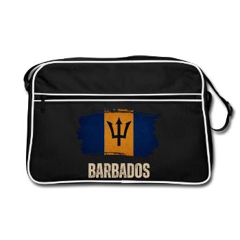 Drapeau grunge de la Barbade, j’adore la Barbade - Sac Retro - noir/blanc - Devant