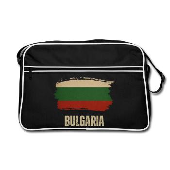 Bulgarische Grunge-Flagge, ich liebe Bulgarien - Retro Tasche - Schwarz/Weiß - Vorne