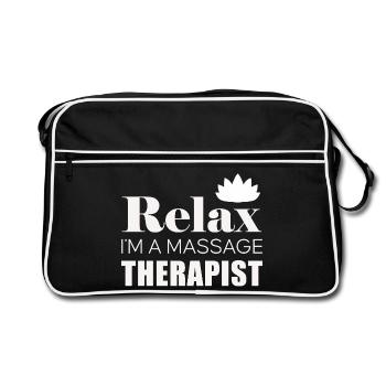 Relax Massage Therapist Logo Shirt - Retro Tasche - Schwarz/Weiß - Vorne