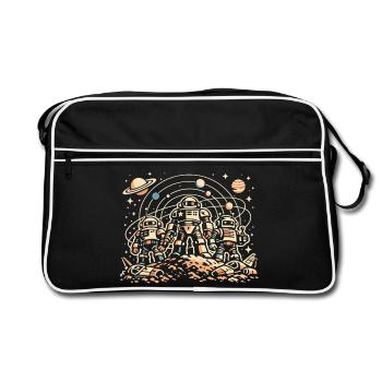 Astronauts on the orbital moon - Retro Bag - black/white - Front