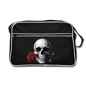 Motif de la rose de crâne pour fans de rock Tatouage gothique - Sac Retro - noir/blanc - Devant