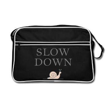 Slow Down Snail Deceleration Mindfulness - Retro Bag - black/white - Front