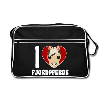 I love fjord horses - Retro Bag - black/white - Front