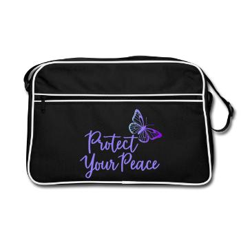 Protect Your Peace Schmetterling Innere Ruhe - Retro Tasche - Schwarz/Weiß - Vorne