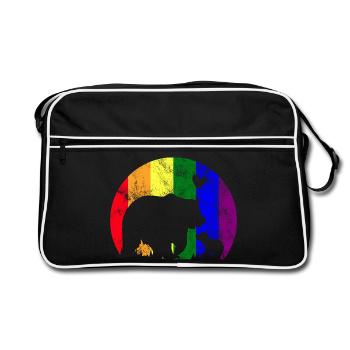 LGBT Gay Pride Stolze Mama Bär - Retro Tasche - Schwarz/Weiß - Vorne