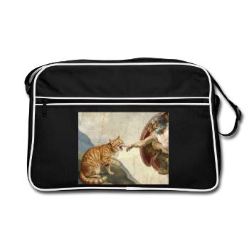 Chat gifle la main de Dieu Mème des chats drôles - Sac Retro - noir/blanc - Devant