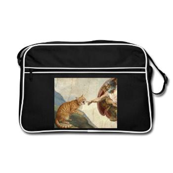 Chat gifle la main de Dieu Mème des chats drôles - Sac Retro - noir/blanc - Devant