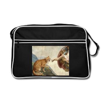 Chat gifle la main de Dieu Mème des chats drôles - Sac Retro - noir/blanc - Devant