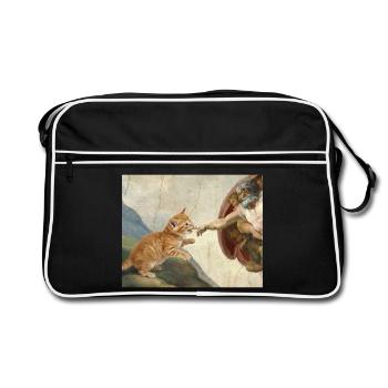 Chat gifle la main de Dieu Mème des chats drôles - Sac Retro - noir/blanc - Devant