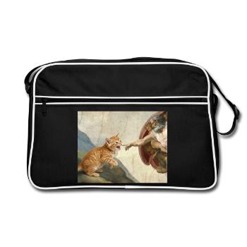 Chat gifle la main de Dieu Mème des chats drôles - Sac Retro - noir/blanc - Devant