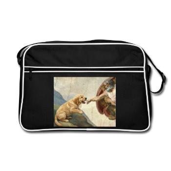 Dog God Hand Golden Retriever Dog Meme - Retro Bag - black/white - Front