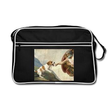 Dog God Hand Beagle Dog meme - Retro Bag - black/white - Front