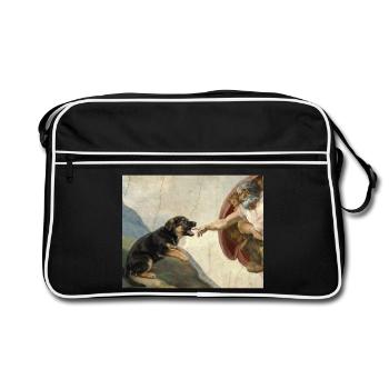 Dog God's Hand Shepherd Dog Meme - Retro Bag - black/white - Front