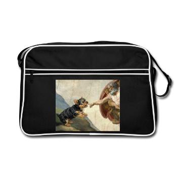 Dog God Hand Havanese Dogs meme - Retro Bag - black/white - Front