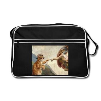 Chat gifle la main de Dieu Mème des chats drôles - Sac Retro - noir/blanc - Devant