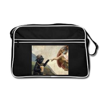 Chat gifle la main de Dieu Mème des chats drôles - Sac Retro - noir/blanc - Devant