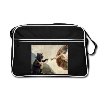 Chat gifle la main de Dieu Mème des chats drôles - Sac Retro - noir/blanc - Devant