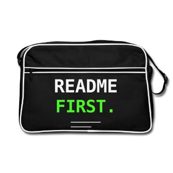 README First Programmer IT Humor Nerd Gift! - Retro Bag - black/white - Front