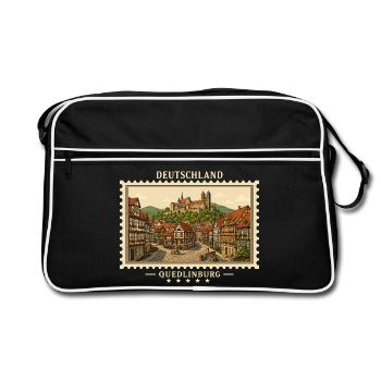 Deutschland Quedlinburg Vintage Reisemarke - Retro Tasche - Schwarz/Weiß - Vorne
