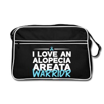Alopecia Areata - Liebe für Kämpfer - Retro Tasche - Schwarz/Weiß - Vorne