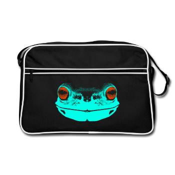 Frosch / Gesicht / farbig - Retro Tasche - Schwarz/Weiß - Vorne
