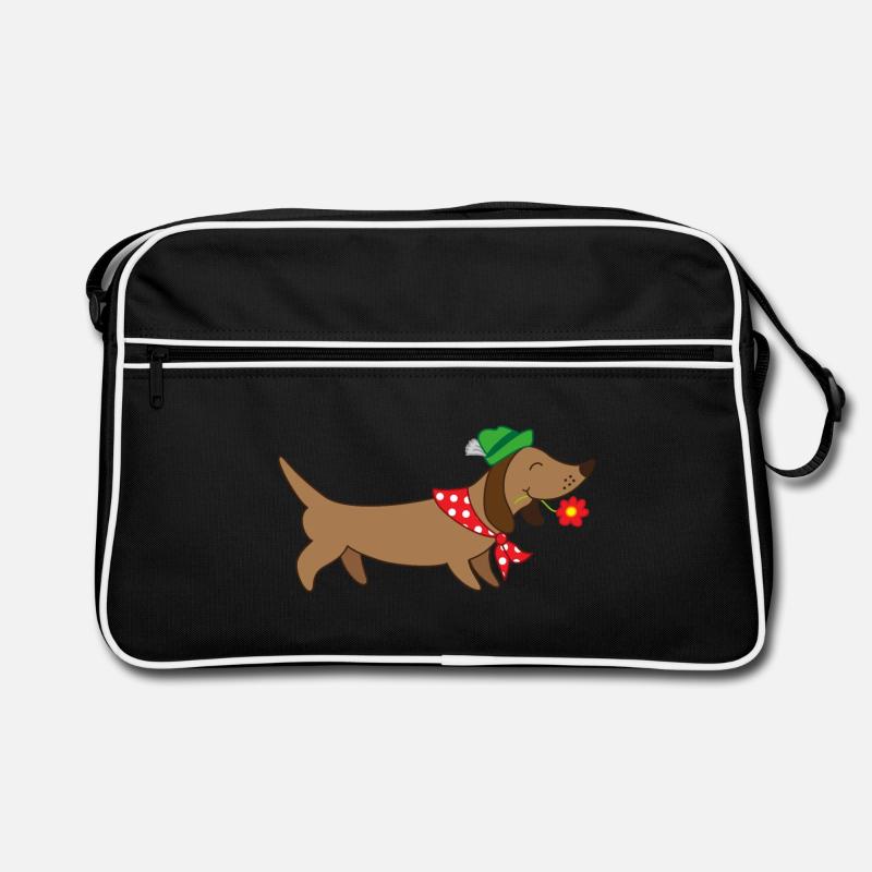 bayerischer Dackel - Retro Tasche - Schwarz/Weiß