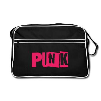 Punk Glitch Typo Neon - Retro Bag - black/white - Front