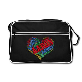 Aaron t-shirt t-shirt word cloud heart tags - Retro Bag - black/white - Front