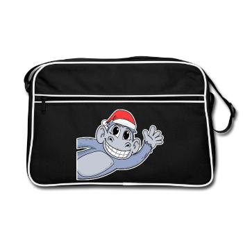 Monkey Christmas - Retro Bag - black/white - Front
