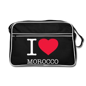 I LOVE MOROCCO - Retro Tasche - Schwarz/Weiß - Vorne