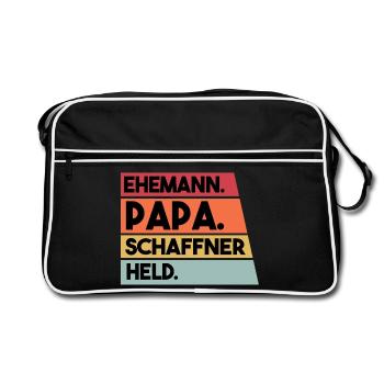 Ehemann Papa Schaffner Held - Retro Tasche - Schwarz/Weiß - Vorne