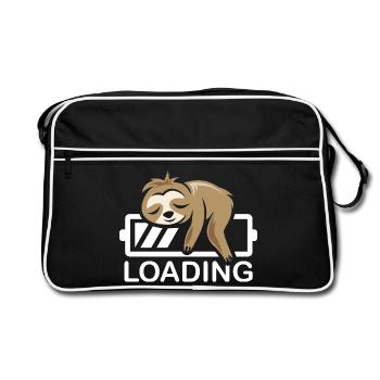 funny sloth loading battery icon comic - Retro Bag - black/white - Front