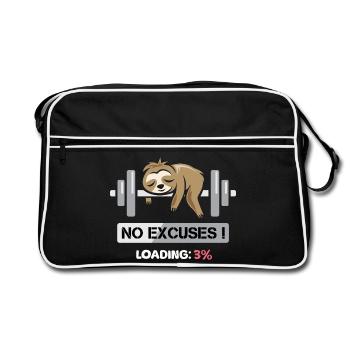 Fitness Paresseux Bodybilding pas d’excuses drôle - Sac Retro - noir/blanc - Devant