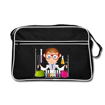 Ein junger Mann als Wissenschaftler im Labor - Retro Tasche - Schwarz/Weiß - Vorne